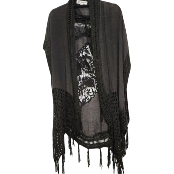 Pink Diamond vest open cardigan black crochet size M/L - Picture 5 of 11